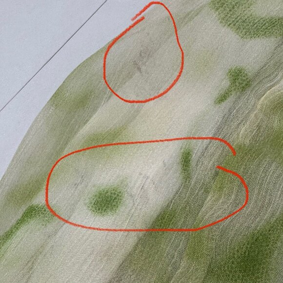 Line & Dot Women's Green Chiffon Tiered Square Neck Luxury Palm Maxi Dress L/C37 - Picture 10 of 16